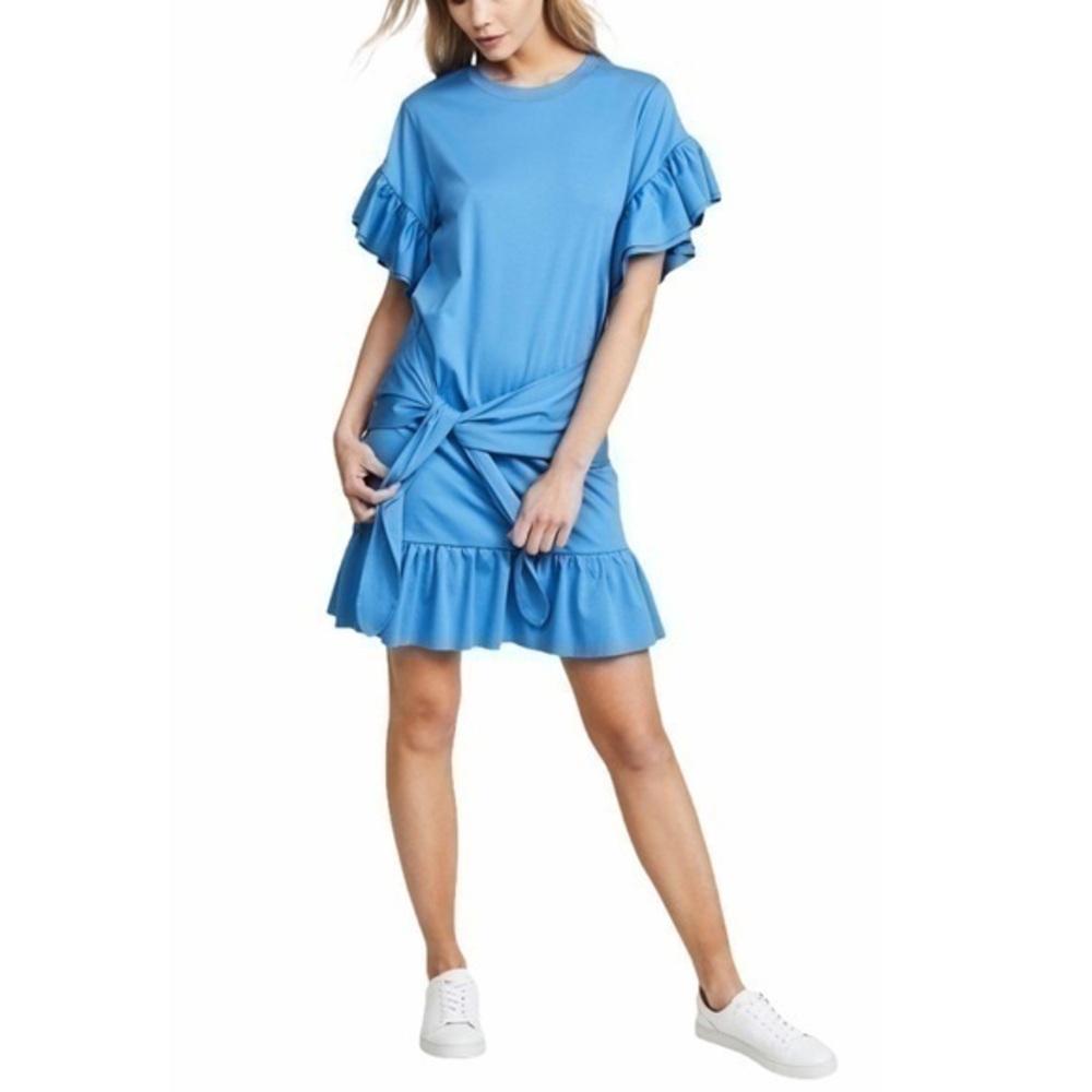Scotch & Soda Mirage Blue Wrap Ruffle Tie Dress‎